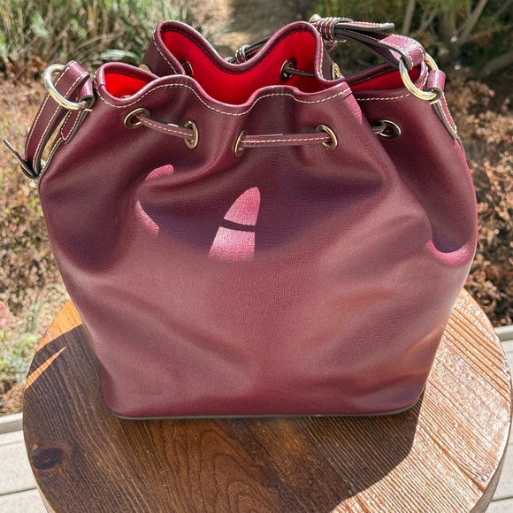 Dooney & Bourke Burgundy Drawstring Bag - Picture 3 of 7